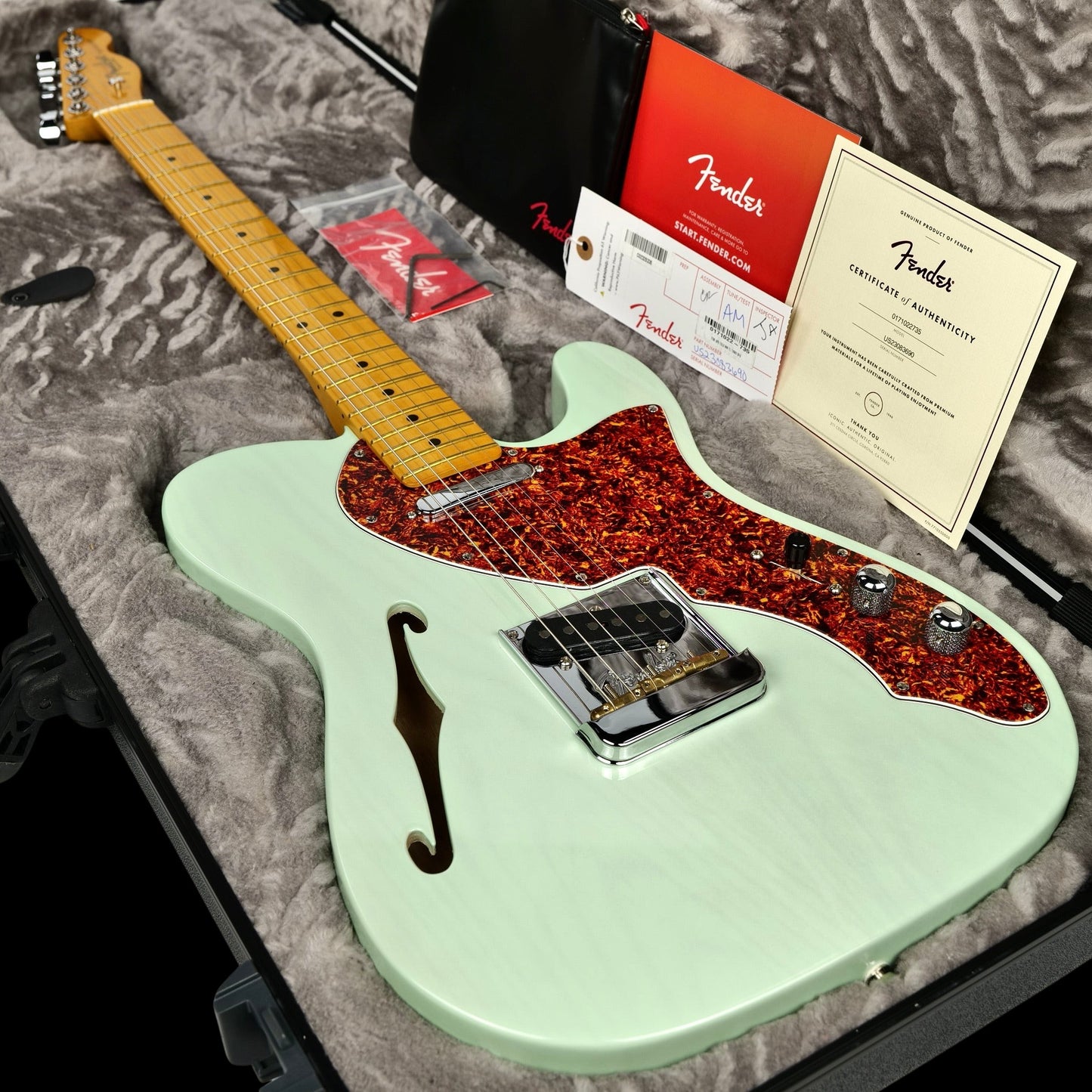 2023 Fender American Professional II Telecaster Thinline - Transparent Surf Green