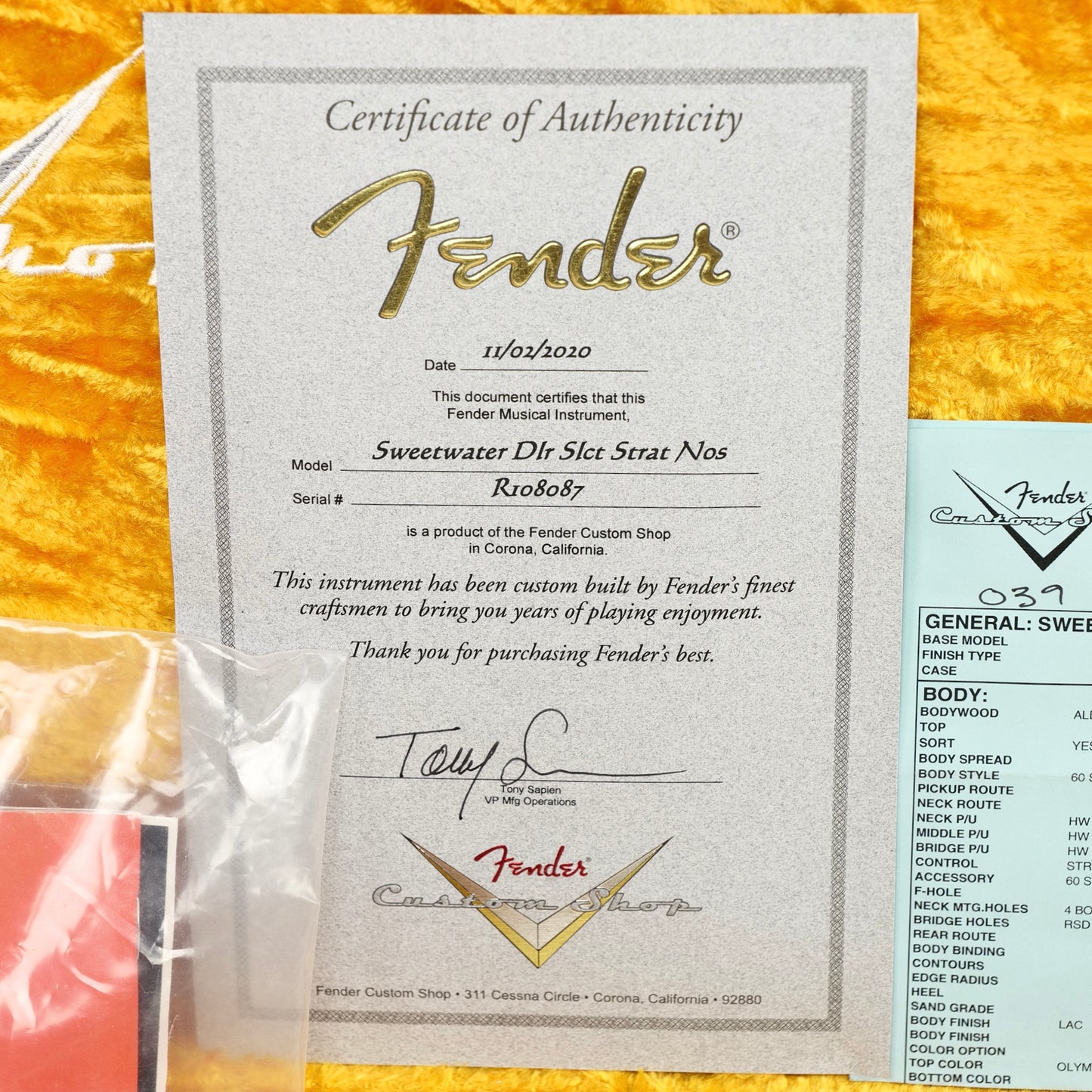 2020 Fender Custom Shop GT11 Stratocaster NOS - Olympic White - 7.8 lbs